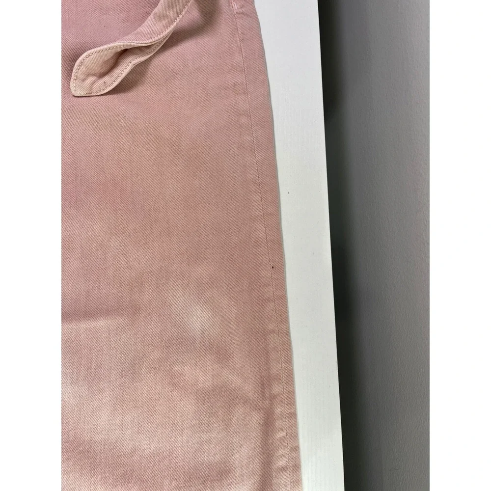 Paige Nellie High Rise Wide Leg Tie‎ Waist Jeans Pink Raw Hem Size 24